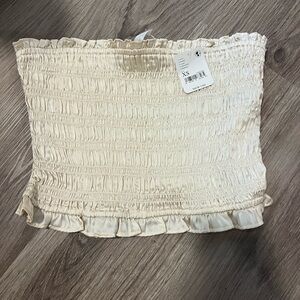 Free People Cream Smocked Tube Top